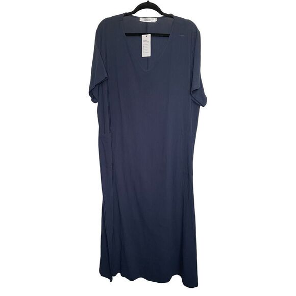 100% cotton blue kaftan dress by Audate size 3xl NWT - Picture 1 of 13
